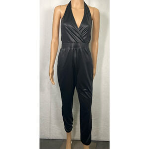 Victoria’s Secret Sport One Piece Black Leather Look Jumpsuit NWT Women’s XS FS